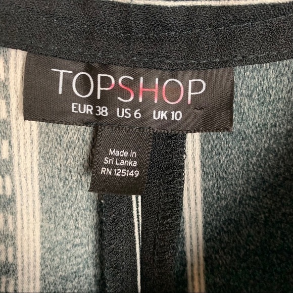 TOP SHOP BLACK AND WHITE WIDE LEG CROPPED TROUSERS - Picture 4 of 4